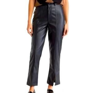 WildFox High Rise Princess Seam Pants Black Faux Leather Size S NEW